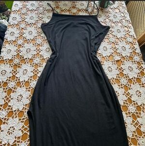 Black maxi split side bodycon dress